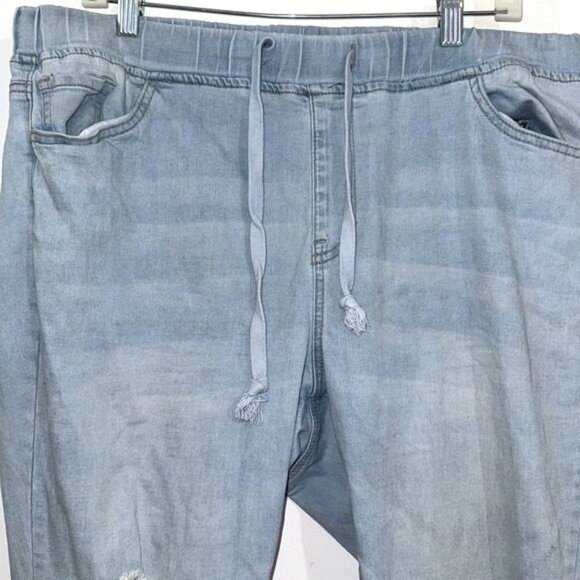 YMI Womens Distressed Jogger Jeans Size 1X Light Blue - Picture 3 of 9